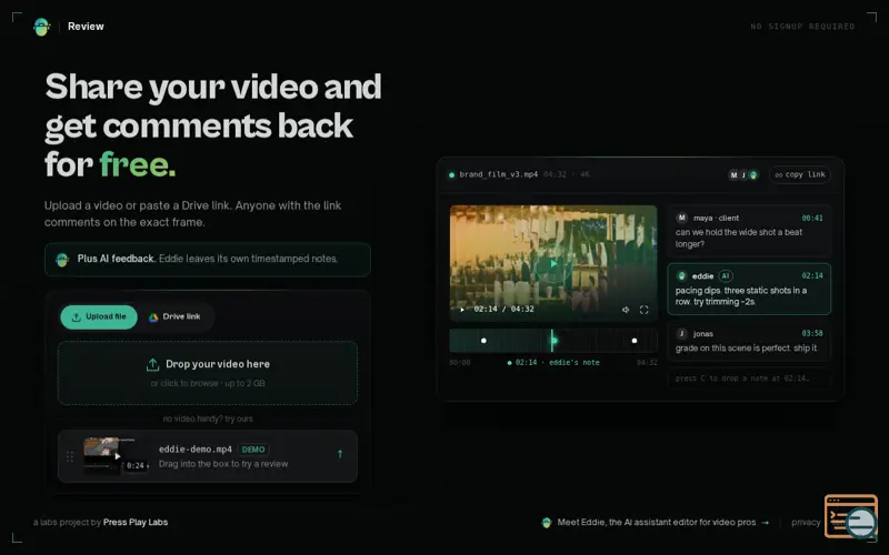 Screenshot of Review by Eddie AI