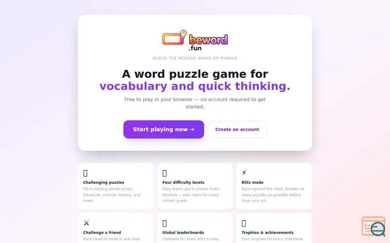 Screenshot of beword.fun