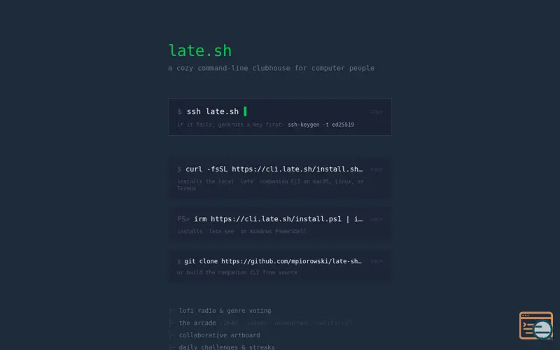 Screenshot of ssh late.sh