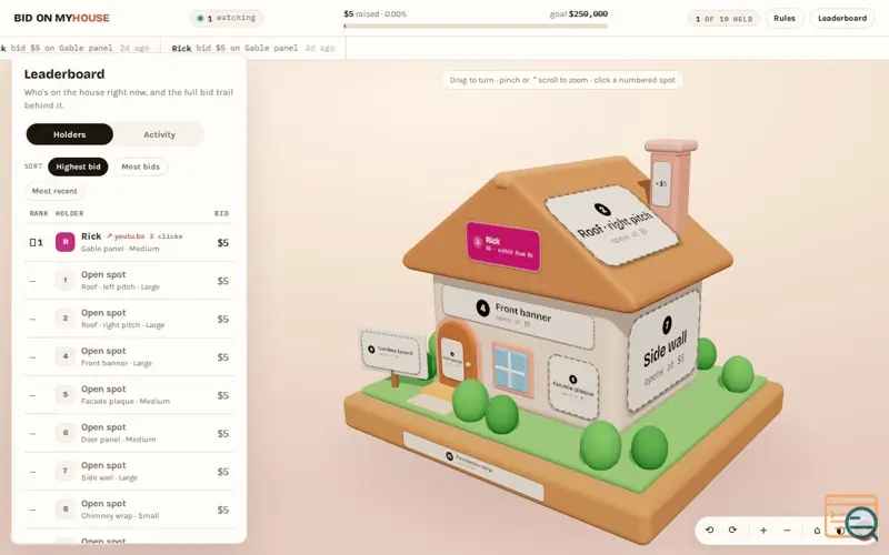Screenshot of Bid on My Casa