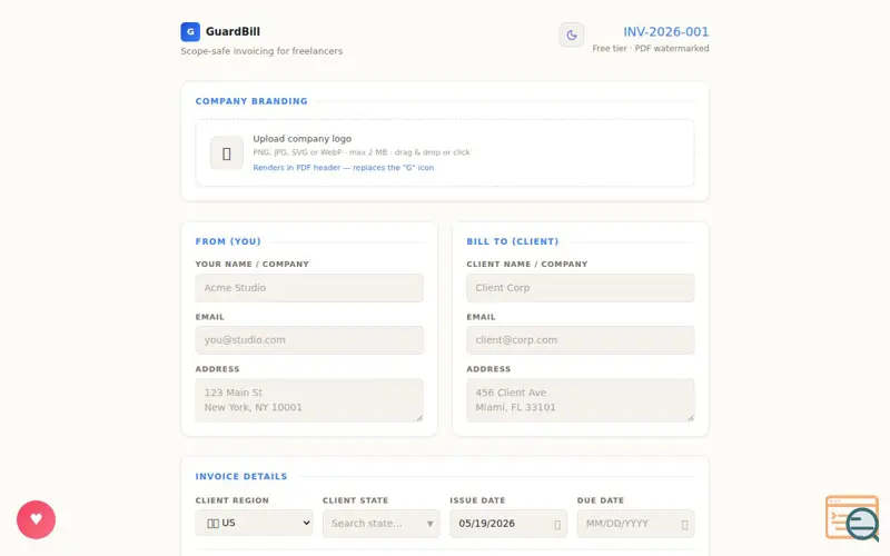 Screenshot of Guardbill 