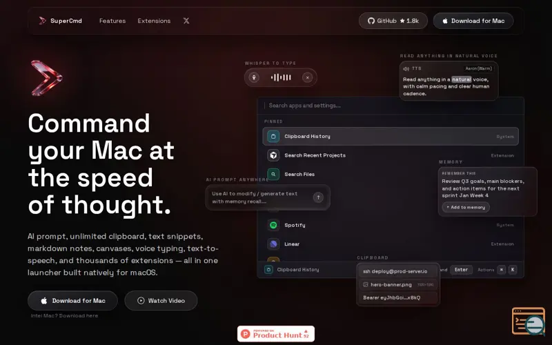 Screenshot of SuperCmd
