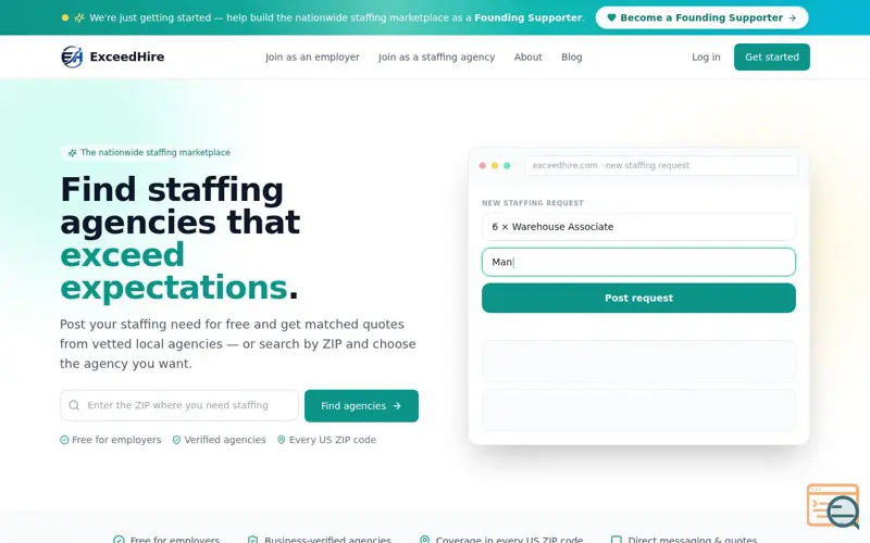 Screenshot of ExceedHire
