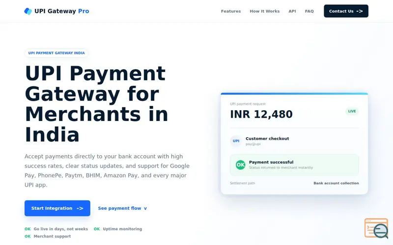 Screenshot of UPI Gateway Pro