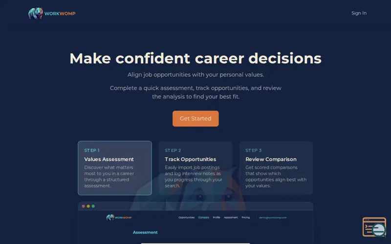 Screenshot of WorkWomp