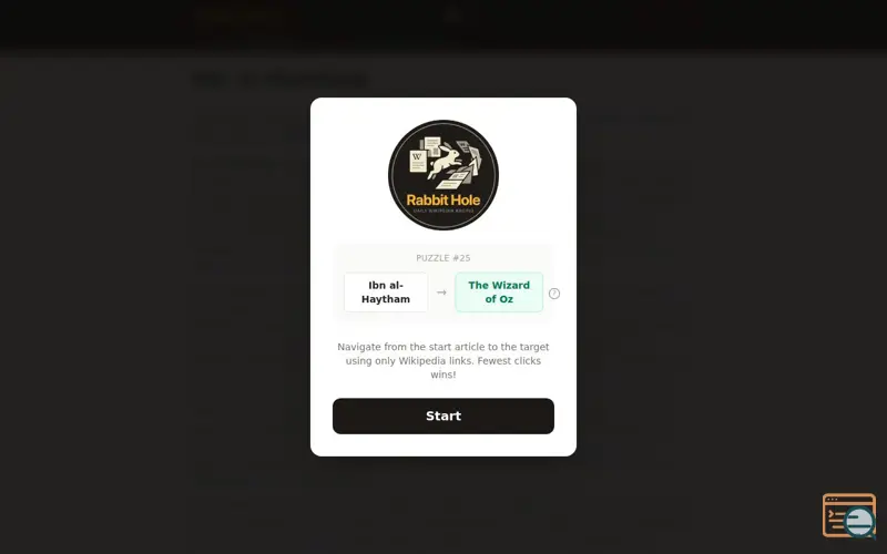Screenshot of Rabbit Hole — Daily Wikipedia Racing