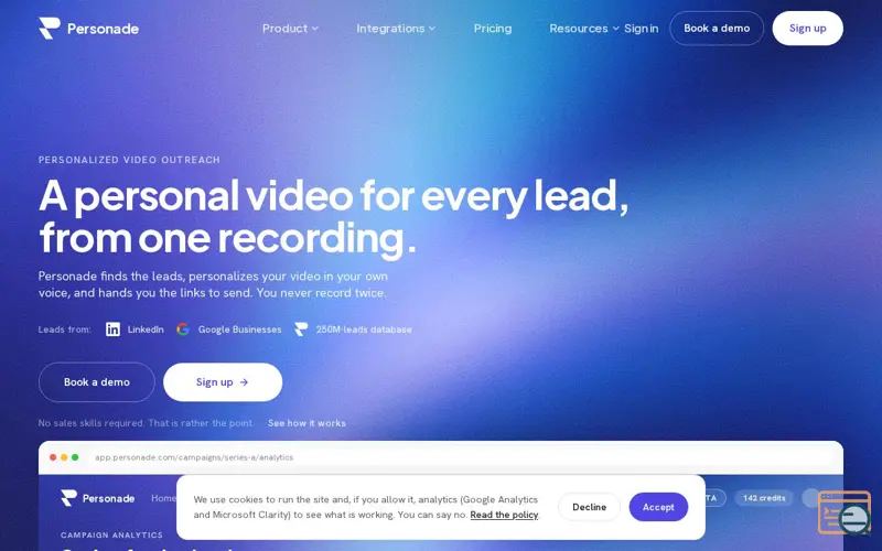 Screenshot of Personade: personalized demo outreach for SaaS founders