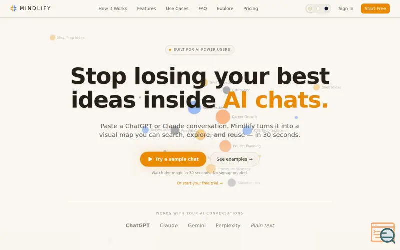 Screenshot of Mindlify