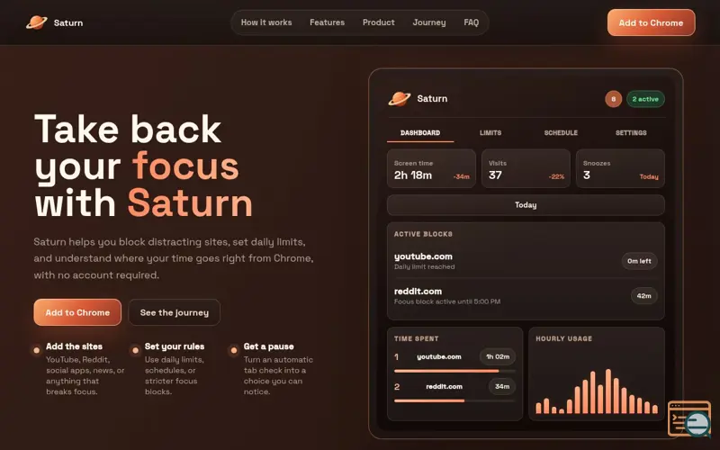 Screenshot of Saturn - Screen Time manager