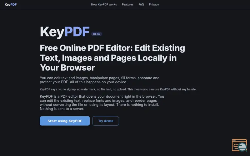 Screenshot of KeyPDF