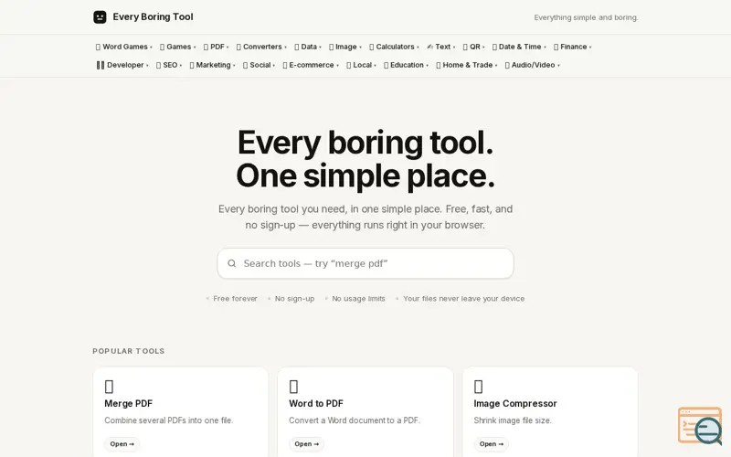 Screenshot of Every Boring Tool