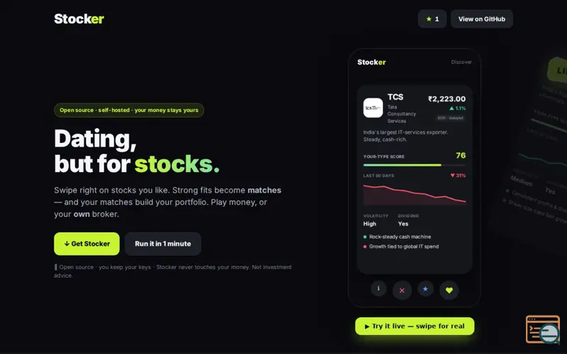 Screenshot of Stocker — Dating, but for stocks
