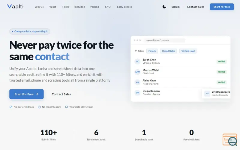 Screenshot of Vaalti, a launch using GoDaddy DNS