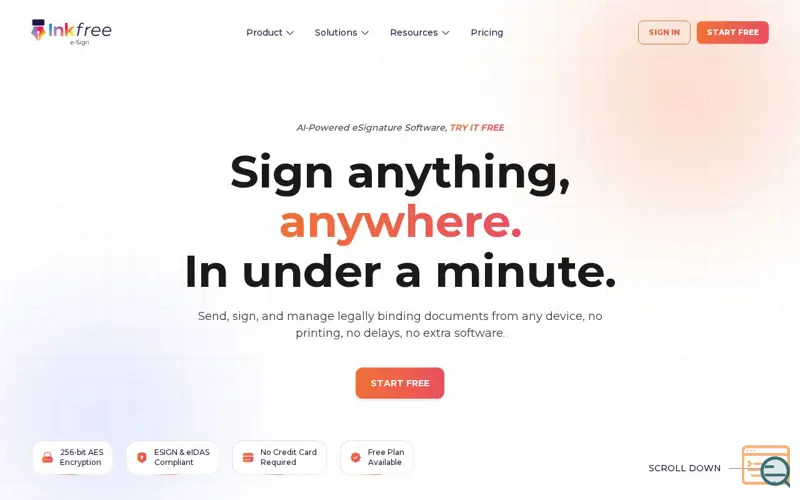 Screenshot of Inkfree