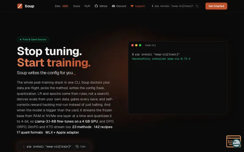Screenshot of Soup CLI