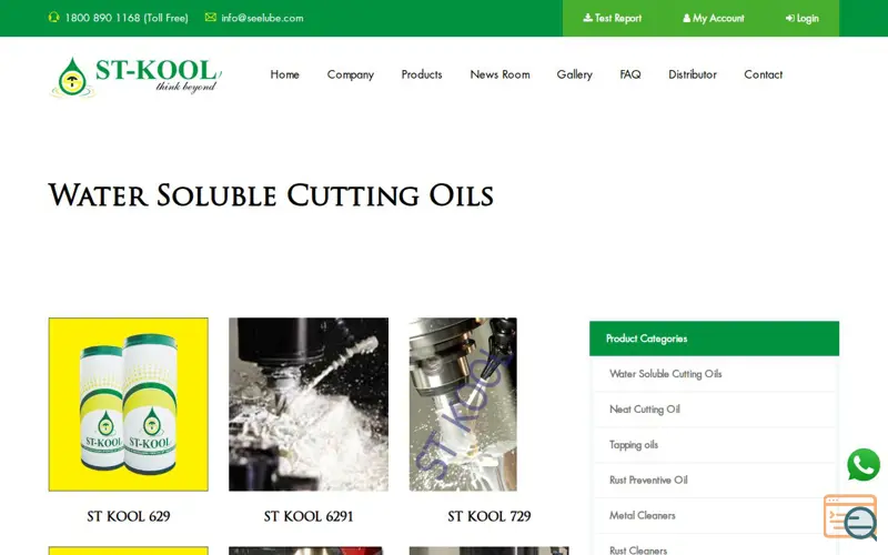 Screenshot of ST Kool Lubricants Pvt. Ltd., a launch using WebHostBox DNS