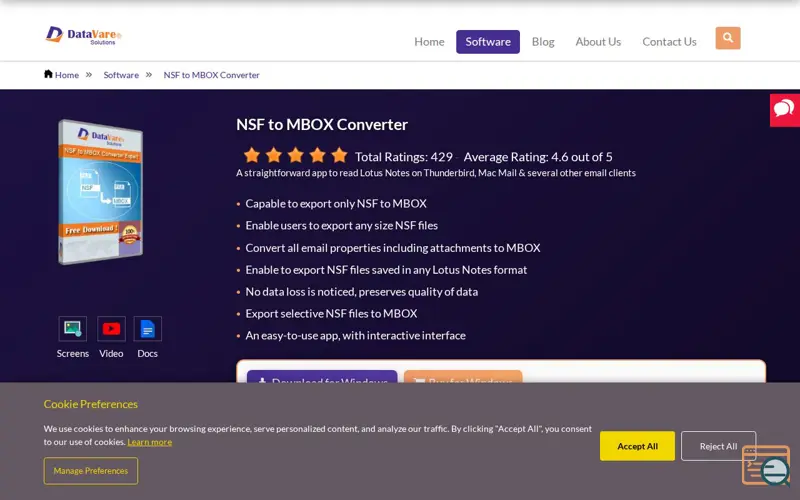 Screenshot of DataVare NSF to MBOX Converter