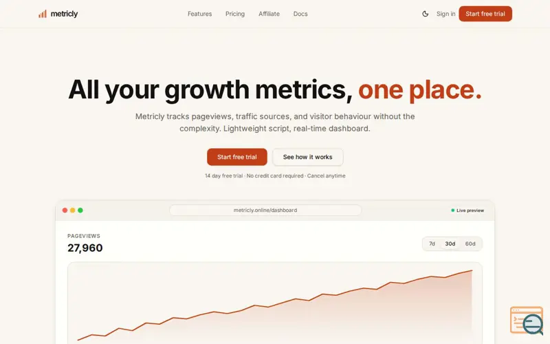 Screenshot of Metricly App