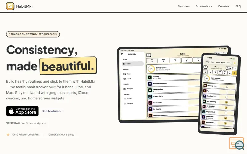 Screenshot of HabitMkr — Simple, Beautiful Habit Tracking