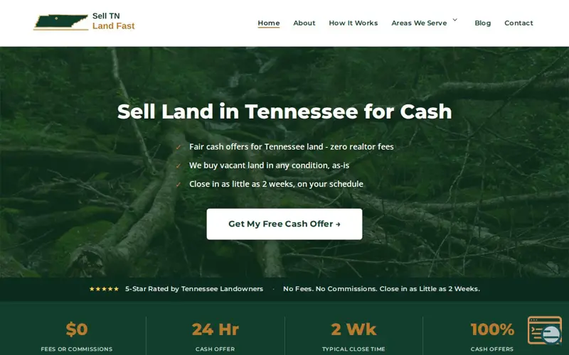 Screenshot of Sell TN Land Fast