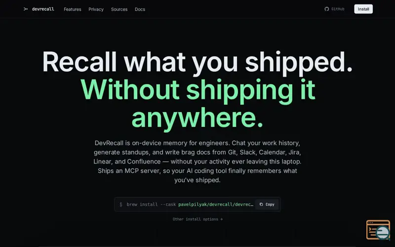 Screenshot of DevRecall