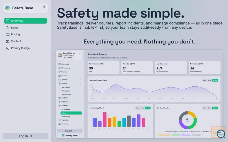 Screenshot of SafetyBase
