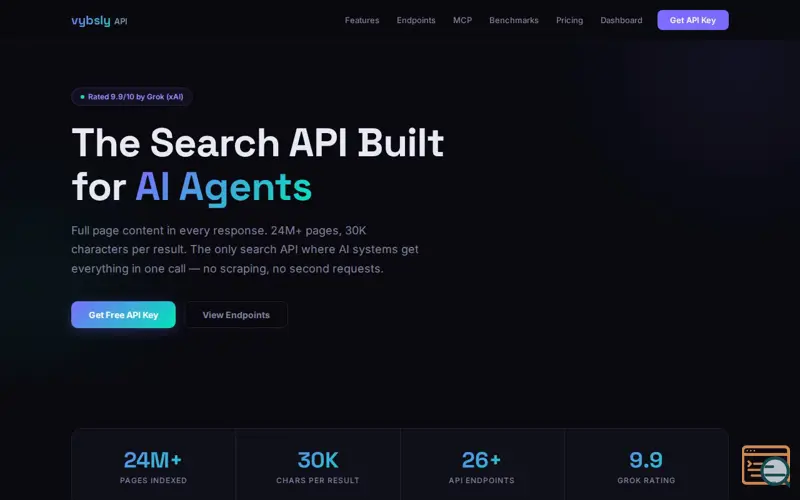 Screenshot of Vybsly Ai Search API