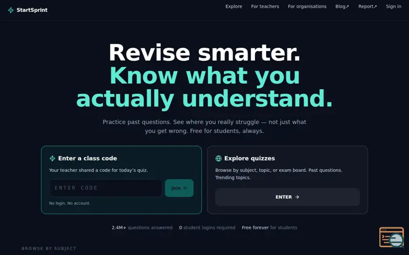 Screenshot of StartSprint — Challenge Your Mind