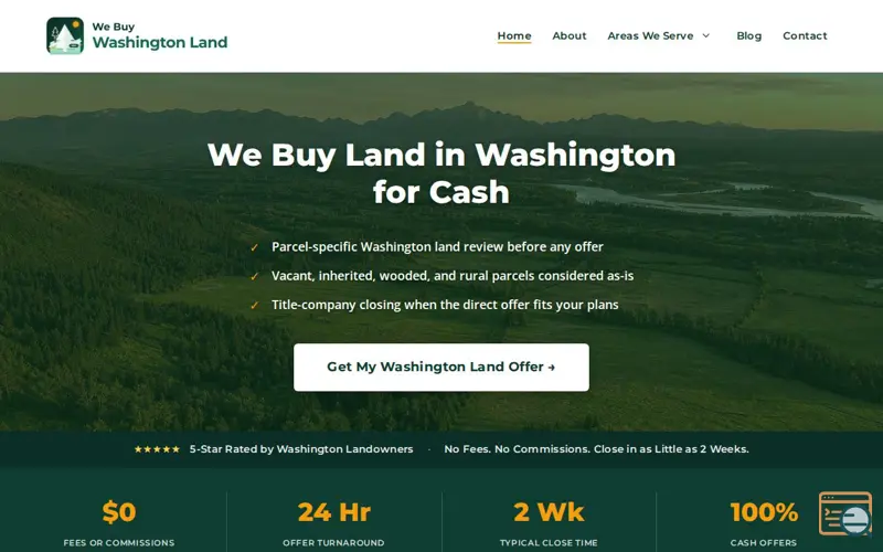 Screenshot of We Buy Washington Land