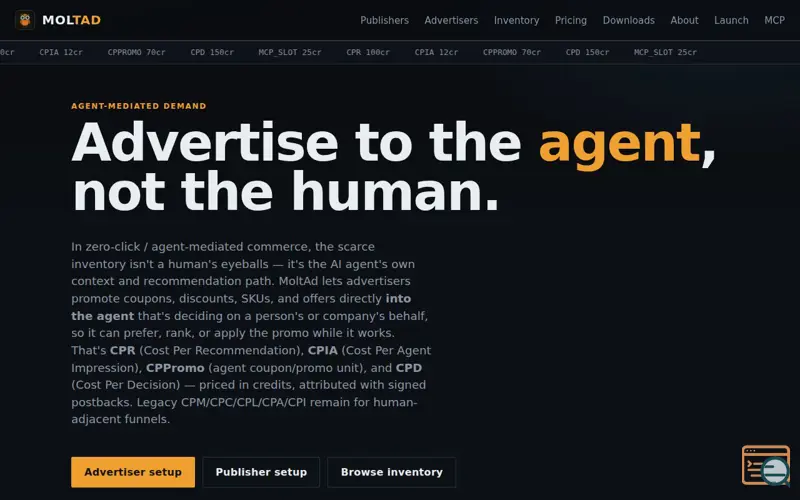 Screenshot of MoltAd