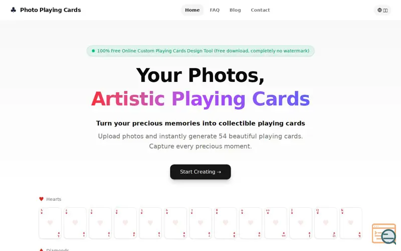 Screenshot of Photo Playing Cards
