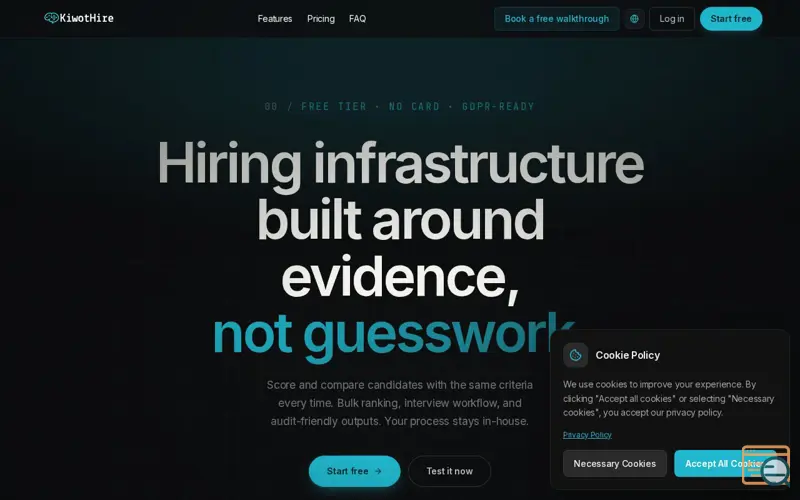 Screenshot of KiwotHire