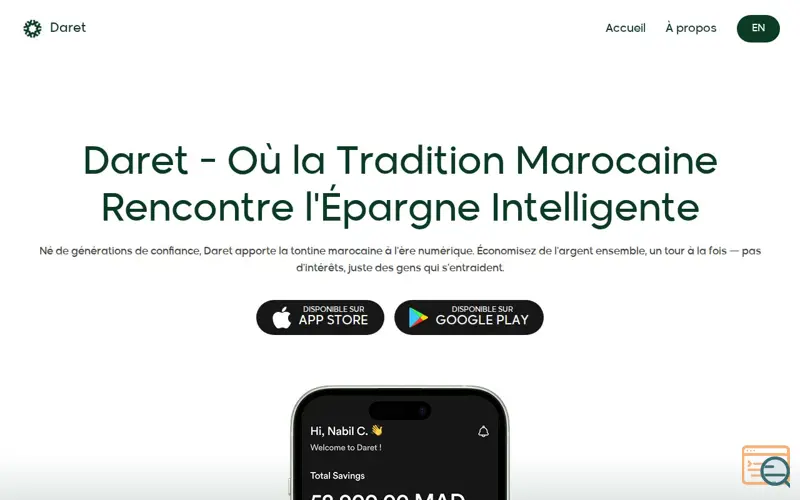 Screenshot of Daret