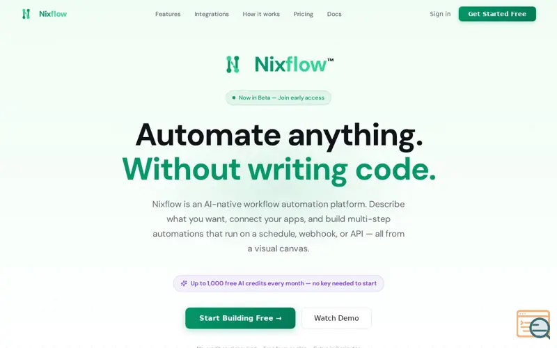 Screenshot of Nixflow