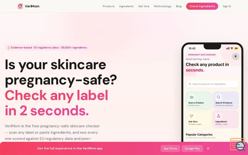 Screenshot of VeriMom