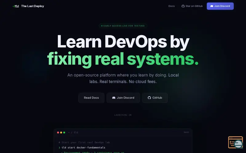 Screenshot of The Last Deploy — Learn DevOps by fixing real systems