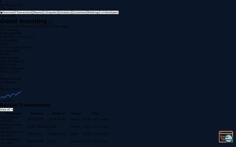 Screenshot of Tipagya Pay — Merchant Dashboard