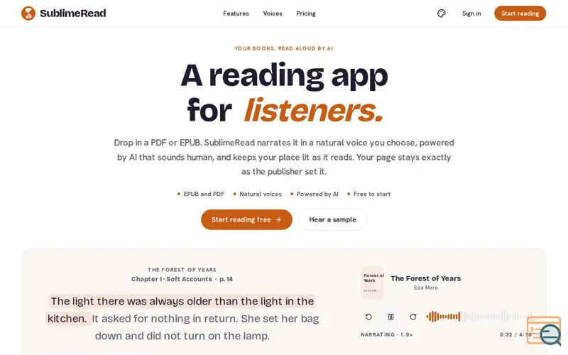 Screenshot of SublimeRead