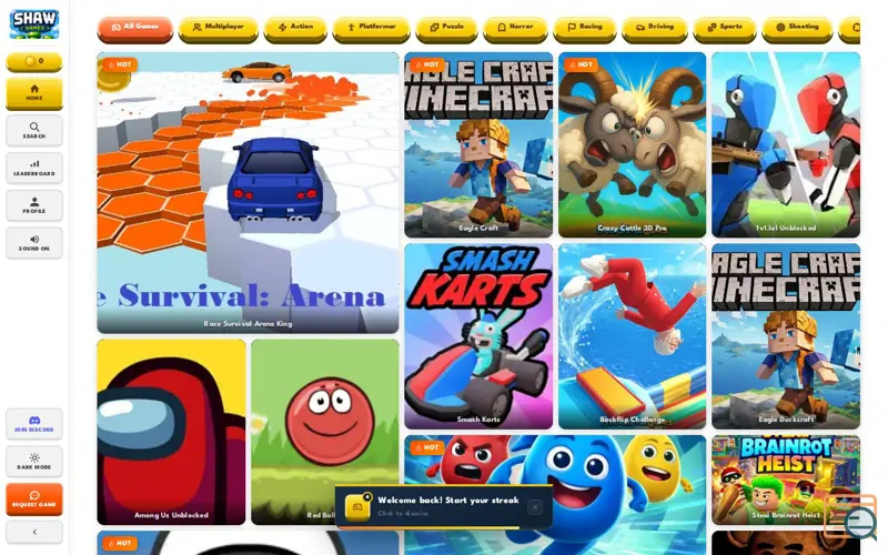 Screenshot of ShawGames - Free Online Games