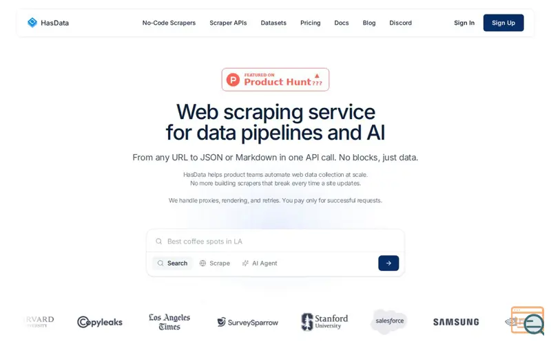 Screenshot of HasData