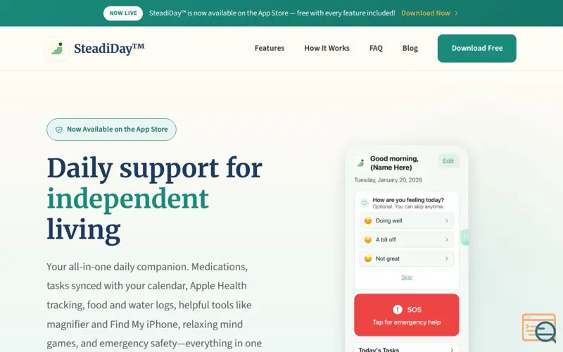Screenshot of SteadiDay