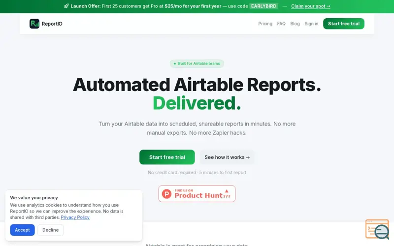 Screenshot of ReportIO