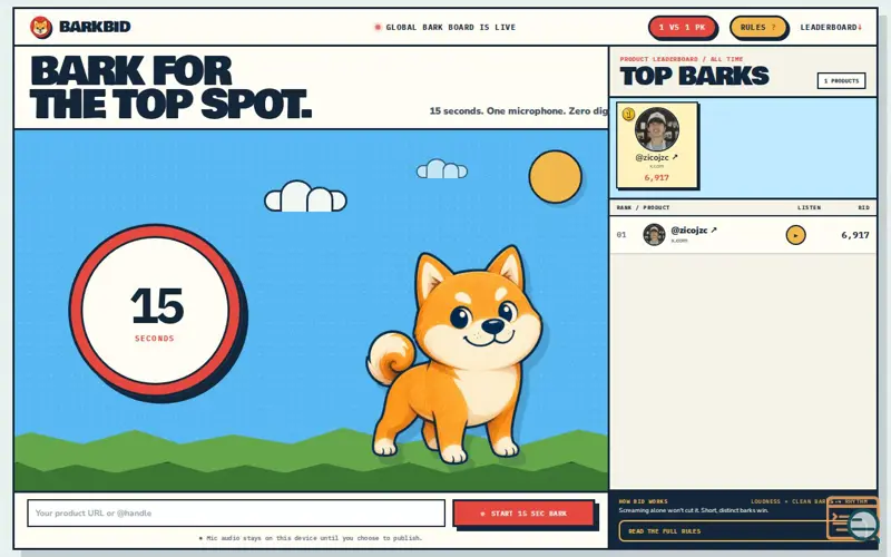 Screenshot of Bark Bid