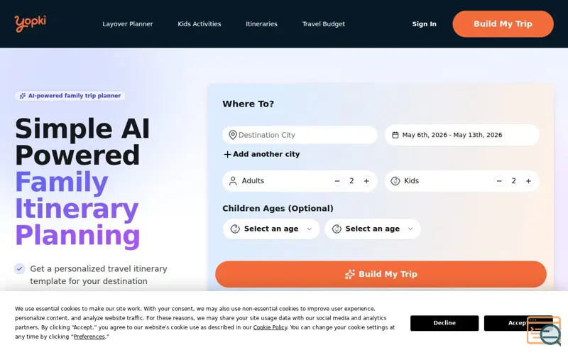 Screenshot of Yopki, a launch using Quora Pixel
