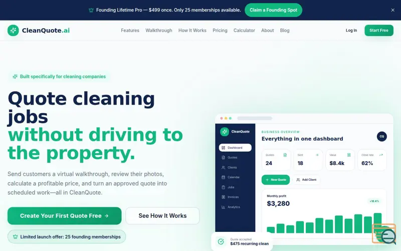 Screenshot of CleanQuote.ai