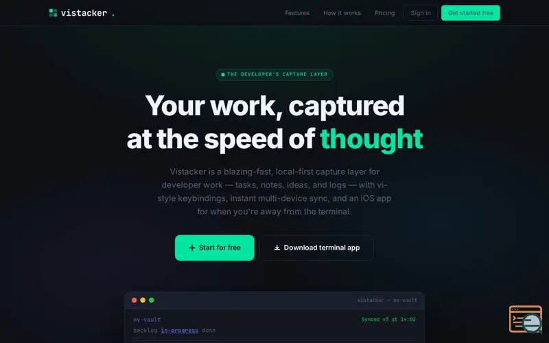 Screenshot of Vistacker, a launch using FormKilo