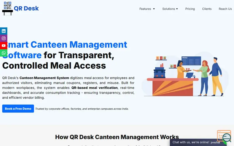 Screenshot of Canteen Management Software – QR Desk, a launch using Oribi
