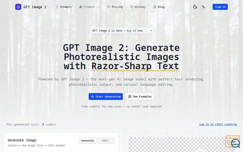 Screenshot of GPT Image 2 AI Image Generator