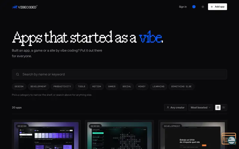 Screenshot of Vibecoded