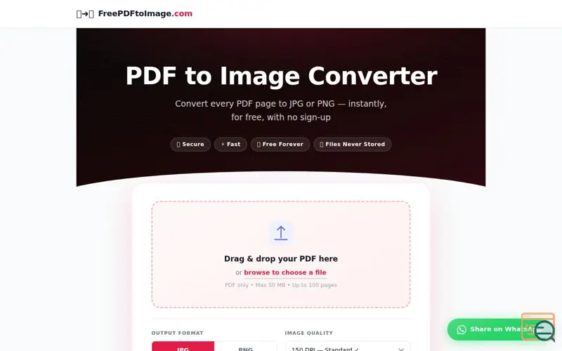 Screenshot of Free PDF to Image Converter